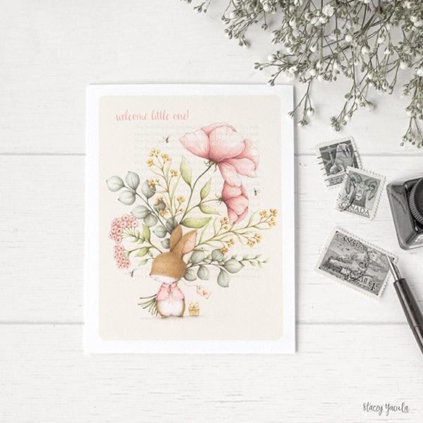 BUNNY- BOUQUET- BABY CARD
